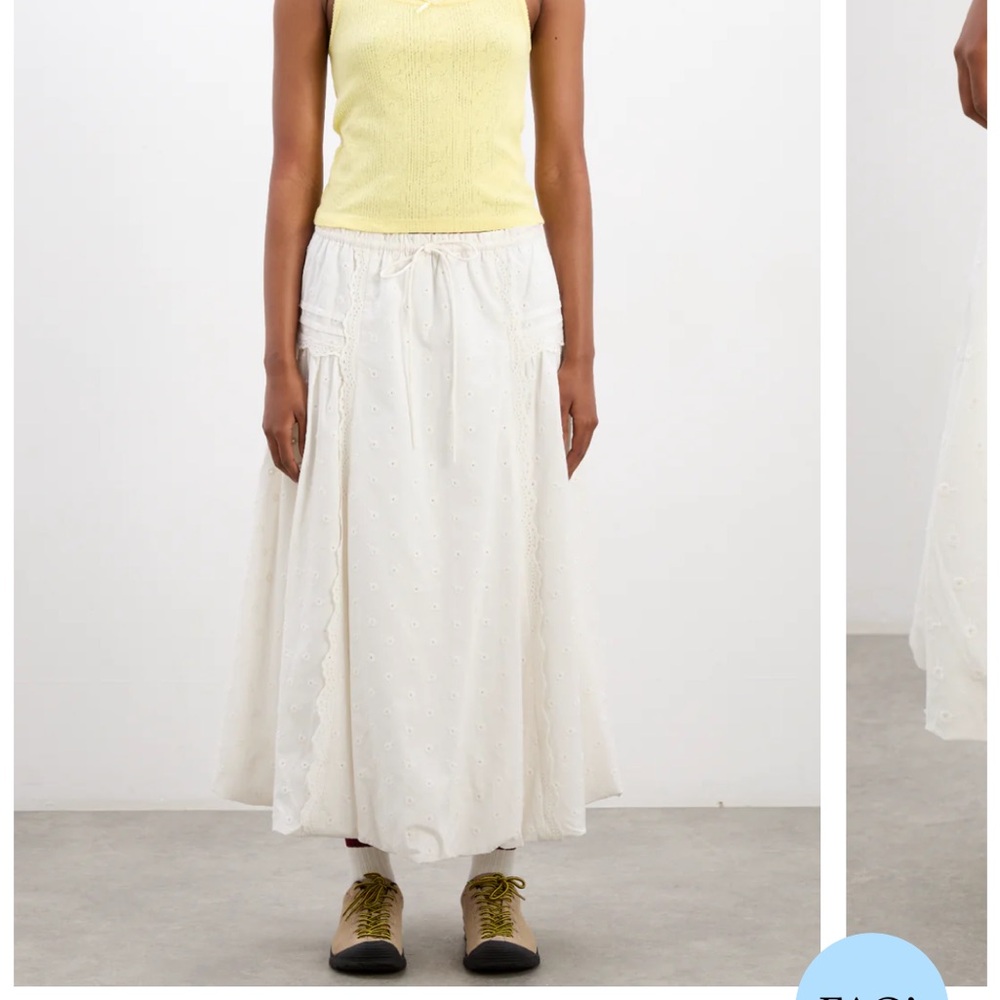 Damson Madder Agatha Puff Midi Skirt - White